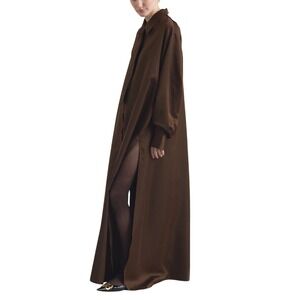 The Frankie Shop Avery Brown Satin Maxi Shirt Dress Avant Garde New